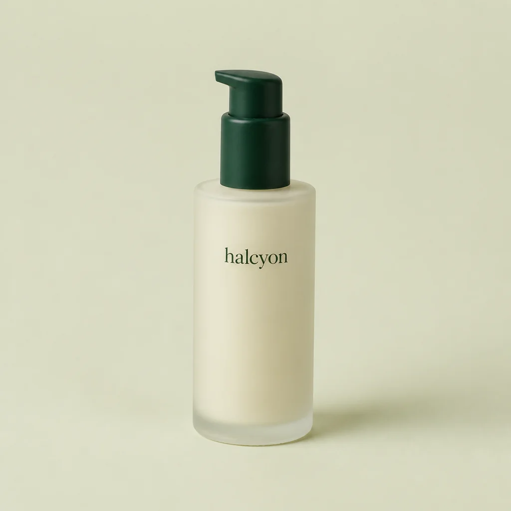 Frosted cream cleanser in a tall pump bottle