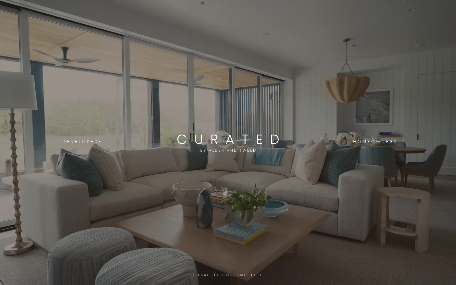 The Curated by Alder & Tweed website: its homepage