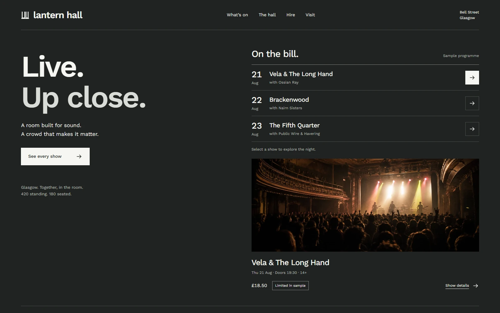 Lantern Hall website concept: a preview of its actual homepage